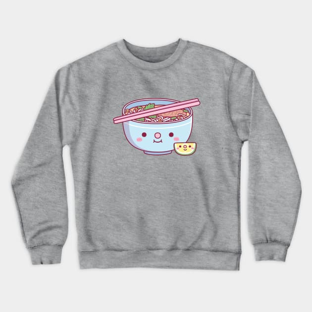 Cute Pho Rice Noodle And Lime Doodle Crewneck Sweatshirt by rustydoodle